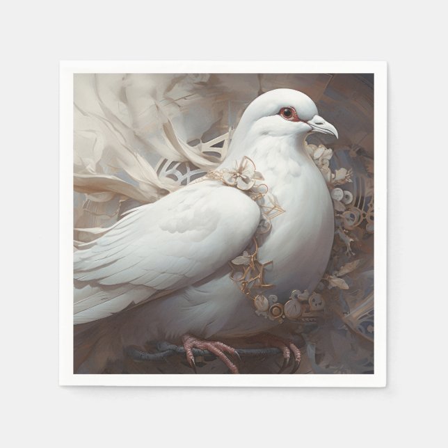 Vintage Rustic Wedding Dove Napkins (Front)