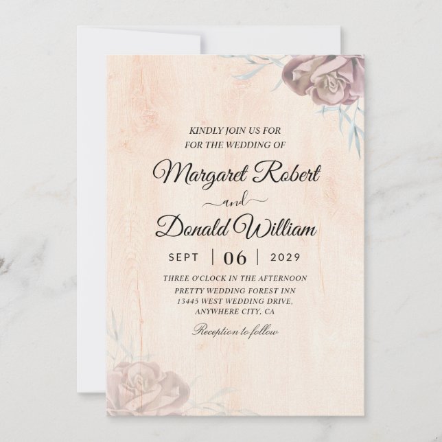 Vintage rustic wedding invitations (Front)