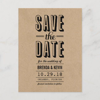 Vintage Rustic Wedding Save the Date Postcard