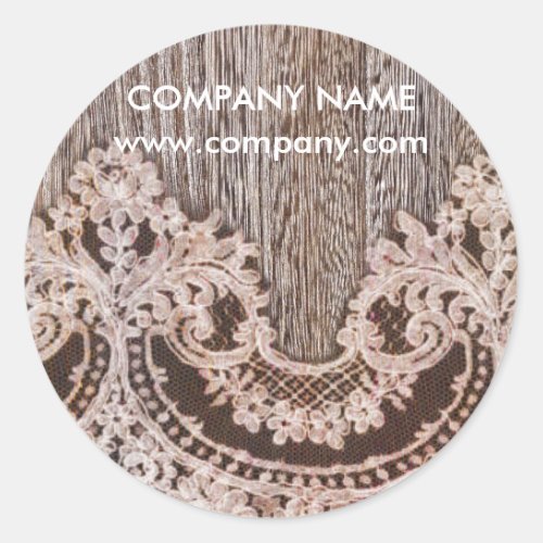 vintage rustic western country chic lace barn wood classic round sticker