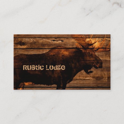 vintage rustic WESTERN country woodgrain MOOSE Business Card