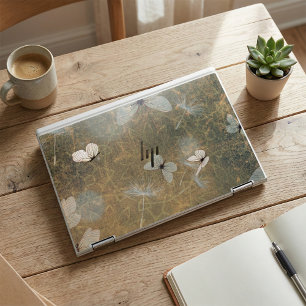 Vintage Rustic White Butterflies and Dandelions HP Laptop Skin