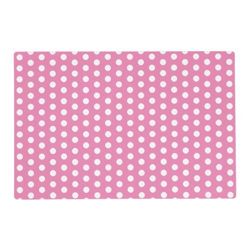 Vintage Rustic White Polka Dots on Pink  Teal Placemat