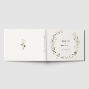 Vintage Rustic Wildflower Wedding Monogram Guest Book