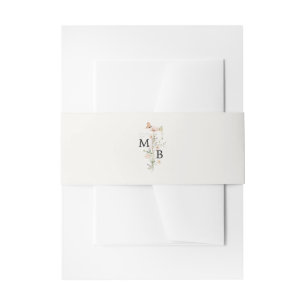 Vintage Rustic Wildflower Wedding Monogram Invitation Belly Band