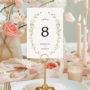 Vintage Rustic Wildflower Wedding Table Number