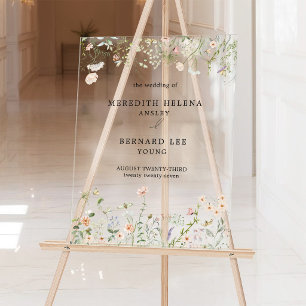 Vintage Rustic Wildflower Wedding Welcome Acrylic Sign