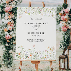 Vintage Rustic Wildflower Wedding Welcome Sign