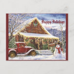 Vintage Rustic Winter Christmas Country Store Postcard<br><div class="desc">Vintage Happy Holidays Country Store Postcard</div>
