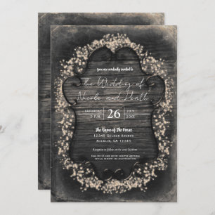 Vintage Rustic Wood & Baby's Breath Invitations