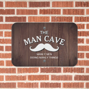 Vintage Rustic Wood Look Funny Man Cave Metal Sign