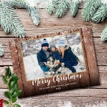 Vintage Rustic Wood Merry Christmas Photo Holiday Card<br><div class="desc">Send your Christmas greetings with this stylish rustic photo holiday card. Personalize the message,  photo,  family name,  and date. Designed by Thisisnotme©</div>