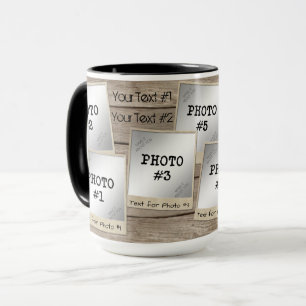 Vintage Rustic Wood Photo Frame Collage Mug