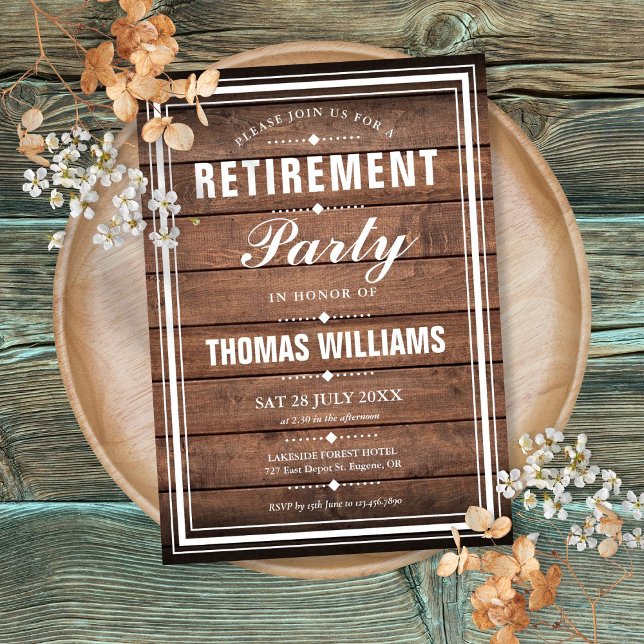 Vintage Rustic Wood Retirement Party Invitation (Vintage Rustic Wood Retirement Party Invitation)