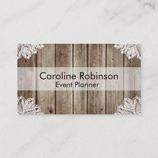Customizable Vintage Rustic Wooden Lace Custom Business Cards