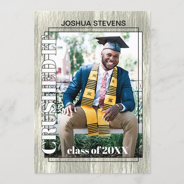 Vintage Rustic Woodgrain Graduation Announcement (Front)
