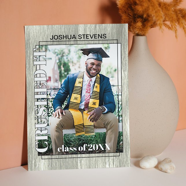Vintage Rustic Woodgrain Graduation Announcement Postcard (Creator Uploaded)
