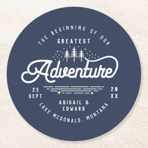 vintage rustic woodland save the date announcement round paper coaster