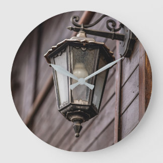 Vintage Rustic Wrought Iron Wall Lantern Large Clock