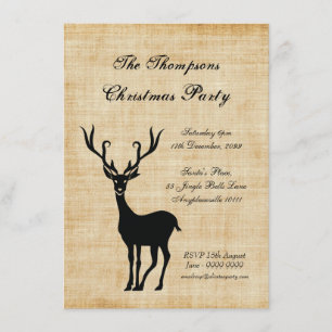 Vintage Rustic Xmas Reindeer Christmas Party Invitation