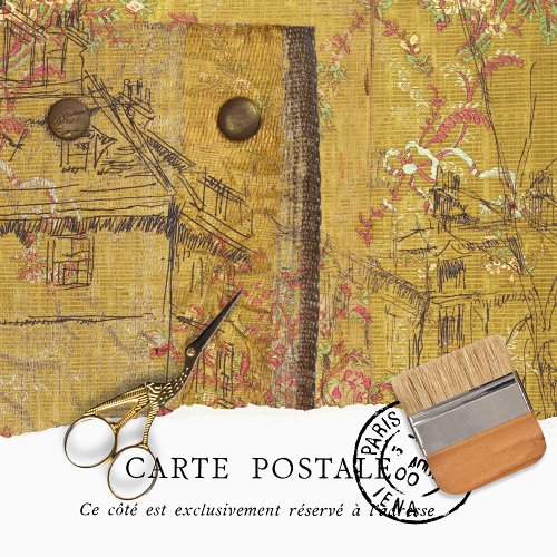 Vintage Rustic Yellow Texture Textile Decoupage  Tissue Paper