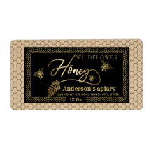 Vintage rusticKraft gold bee honey jar Label