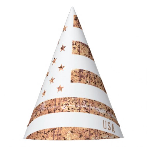 Vintage Rusty Grunge American Flag Distressed Text Party Hat