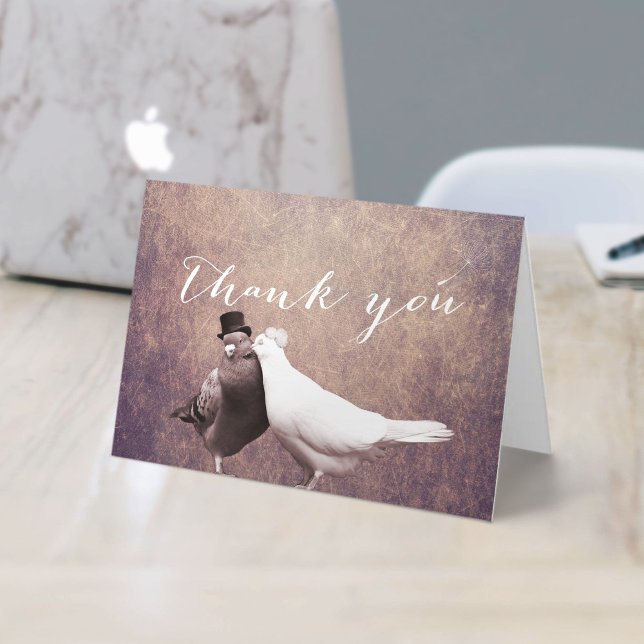 Vintage Rusty Grunge Love Birds Wedding Thank You (Creator Uploaded)