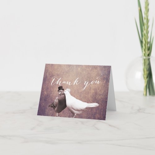 Vintage Rusty Grunge Love Birds Wedding Thank You