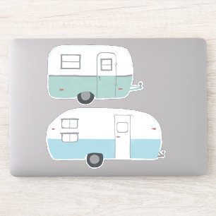 Vintage RV Trailer Camper Set of 2 Drawing Art Sticker