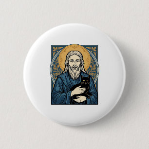 Vintage Sacred Cat Portrait Vector Shirt Design_1 Button