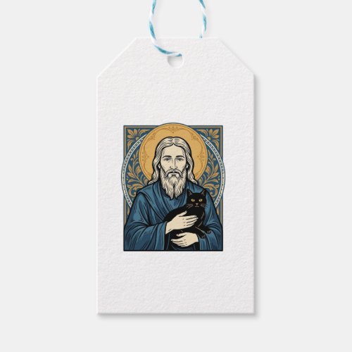 Vintage Sacred Cat Portrait Vector Shirt Design_1 Gift Tags