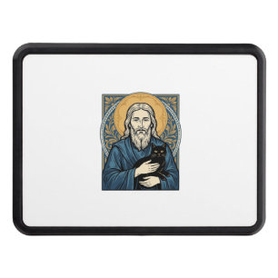 Vintage Sacred Cat Portrait Vector Shirt Design_1 Hitch Cover