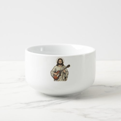 Vintage Sacred Guitarist Engraving Shirt Design_1 Soup Mug