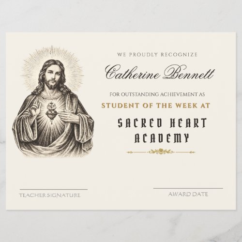 Vintage Sacred Heart Catholic Academic Achievement Flyer