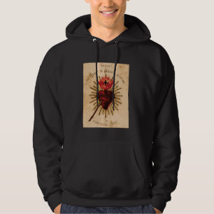 Vintage Sacred Heart of Jesus Catholic Art Traditi Hoodie