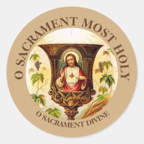 Vintage Sacred Heart of Jesus Chalice Classic Round Sticker
