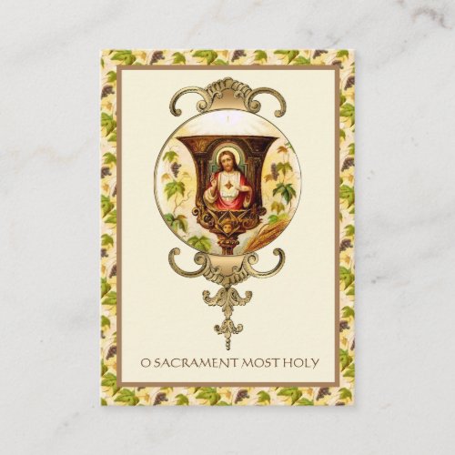 Vintage Sacred Heart of Jesus Chalice Prayer Business Card