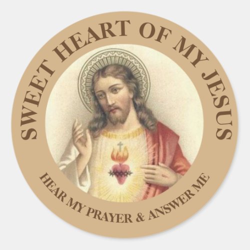 Vintage Sacred Heart of Jesus Classic Round Sticker