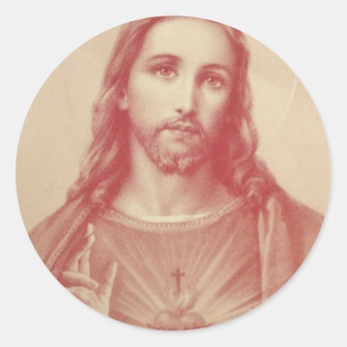 Vintage Sacred Heart of Jesus Classic Round Sticker