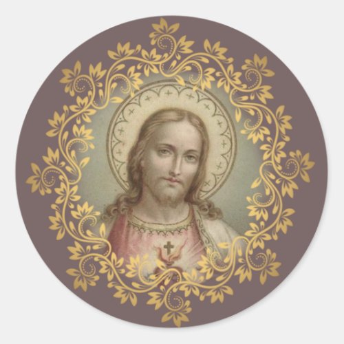 Vintage Sacred Heart of Jesus Classic Round Sticker