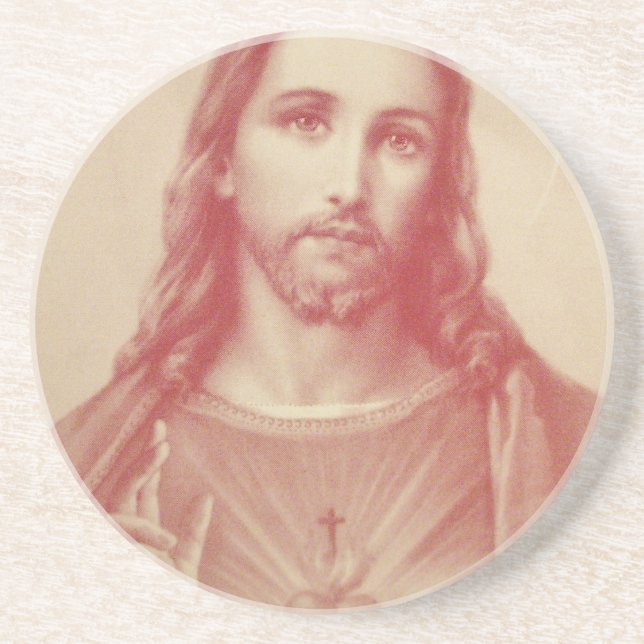 Vintage Sacred Heart of Jesus Drink Coaster (Front)