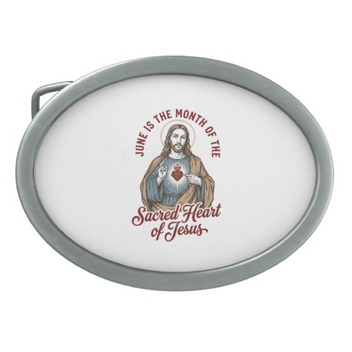 Vintage Sacred Heart of Jesus June Religious Shirt Belt Buckle