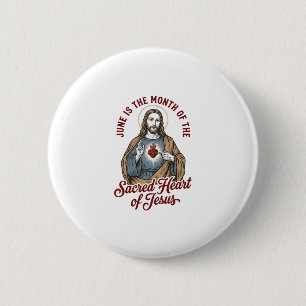 Vintage Sacred Heart of Jesus June Religious Shirt Button