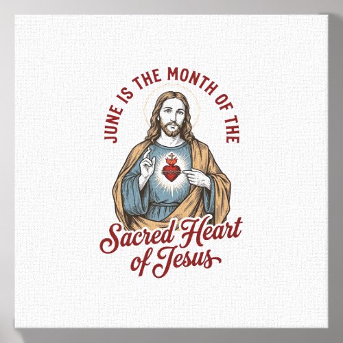 Vintage Sacred Heart of Jesus June Religious Shirt Canvas Photo Tile