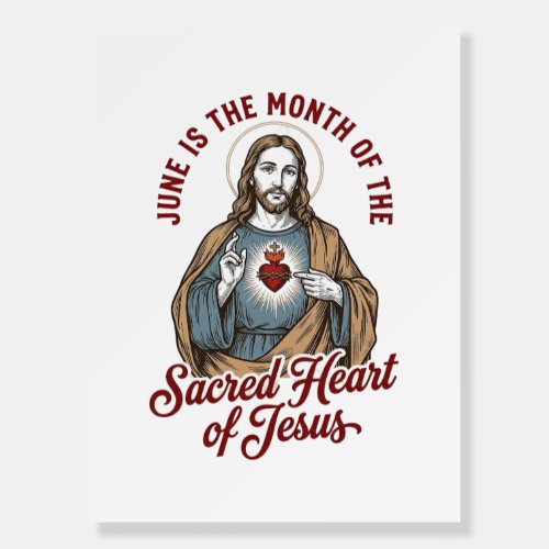 Vintage Sacred Heart of Jesus June Religious Shirt Foam Board