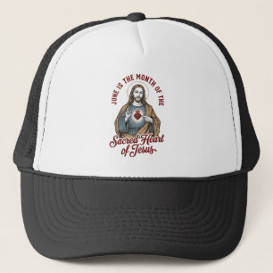 Vintage Sacred Heart of Jesus June Religious Shirt Trucker Hat