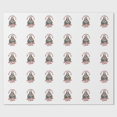 Vintage Sacred Heart of Jesus June Religious Shirt Wrapping Paper