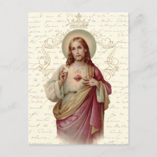 Vintage Sacred Heart of Jesus Religious Postcard