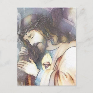 Vintage Sacred Heart of Jesus Religious Postcard